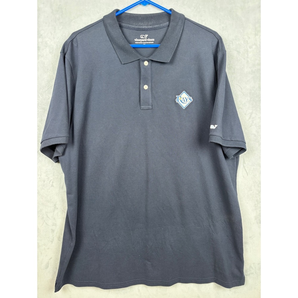Vineyard Vines Mens XL Navy Blue Tampa Bay Rays MLB Embroidered Polo Shirt
